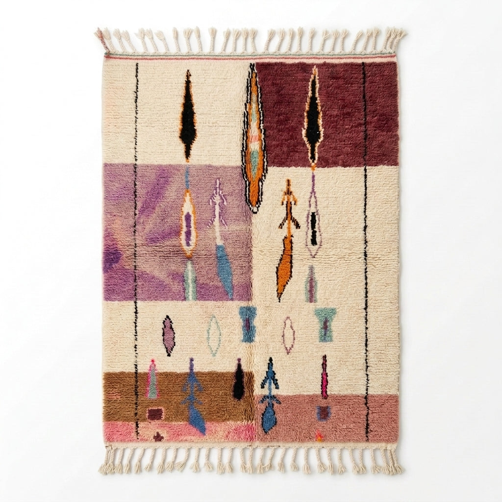 Plum Fields Boujaad rug — full rug on white studio background