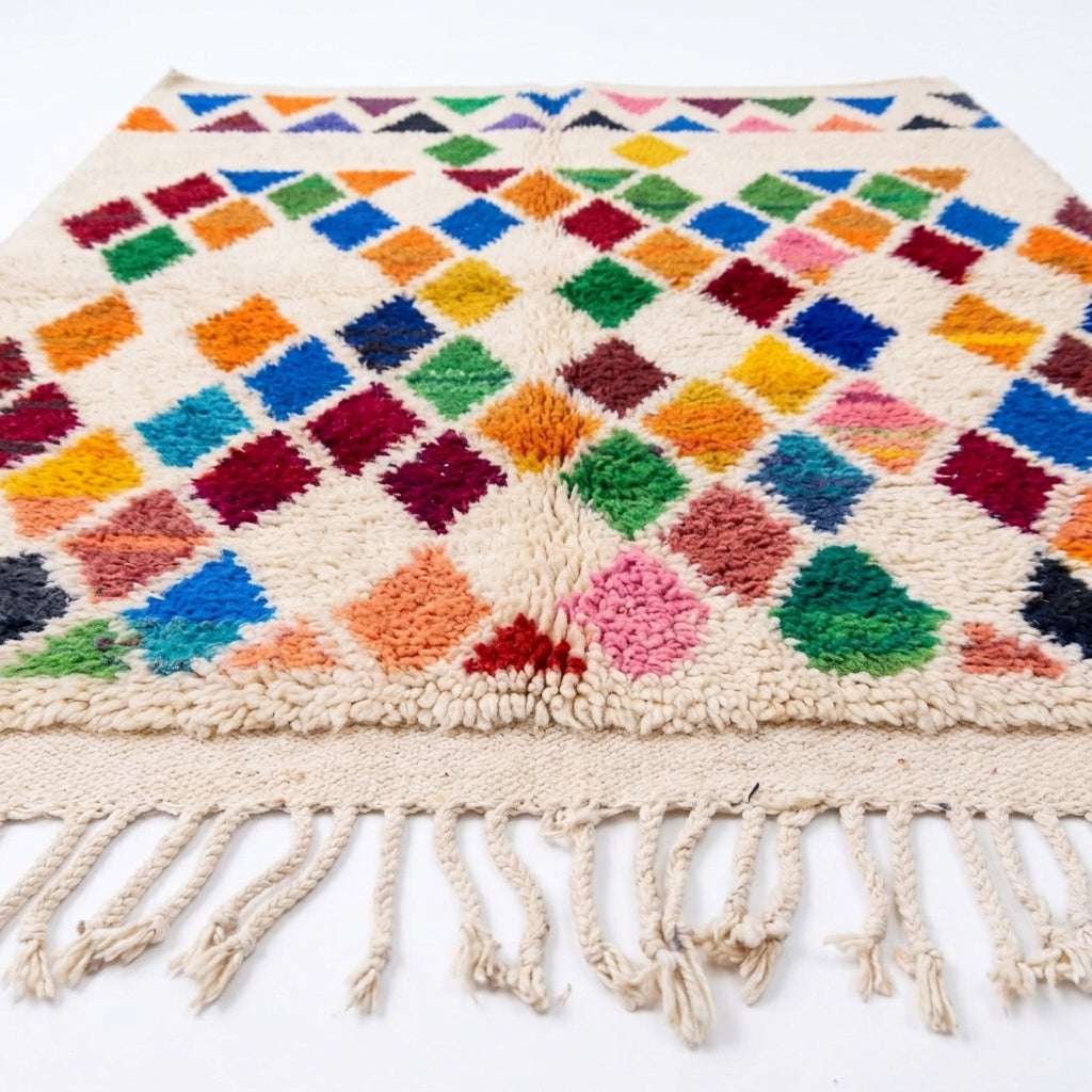 Prism Diamonds Azilal rug — angled studio view showing the full rug