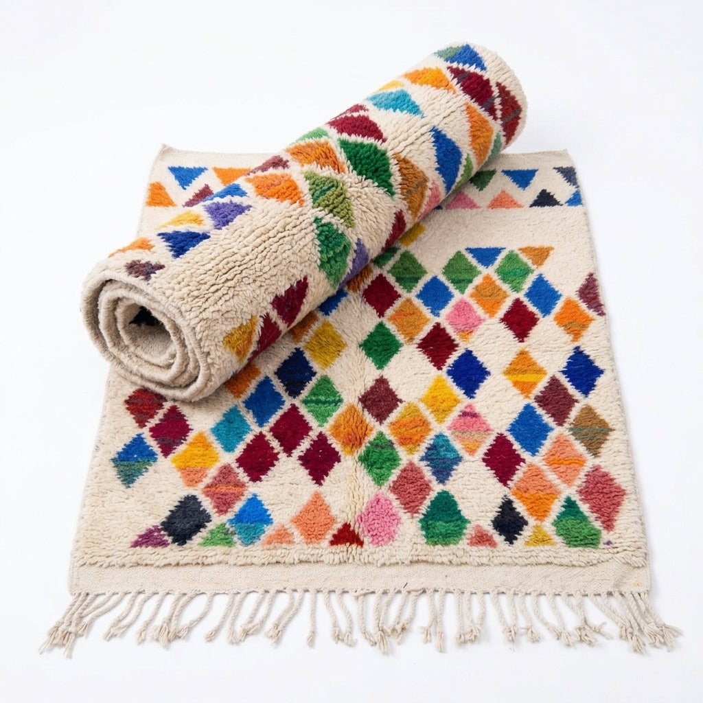 Prism Diamonds Azilal rug — wool pile texture close-up