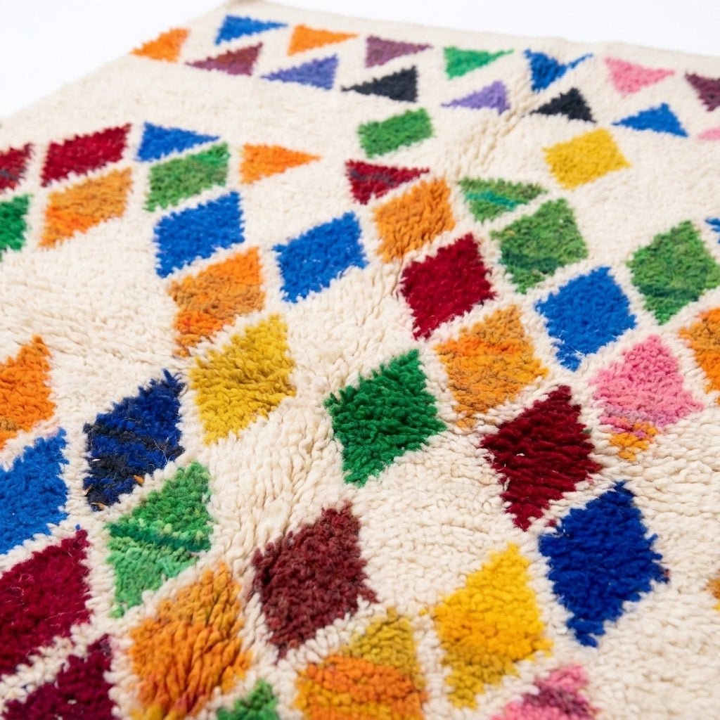 Prism Diamonds Azilal rug — wool pile texture close-up