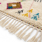 Rainbow Totem Azilal rug — hand-knotted fringe detail close-up