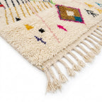 Rainbow Totem Azilal rug — hand-knotted fringe detail close-up