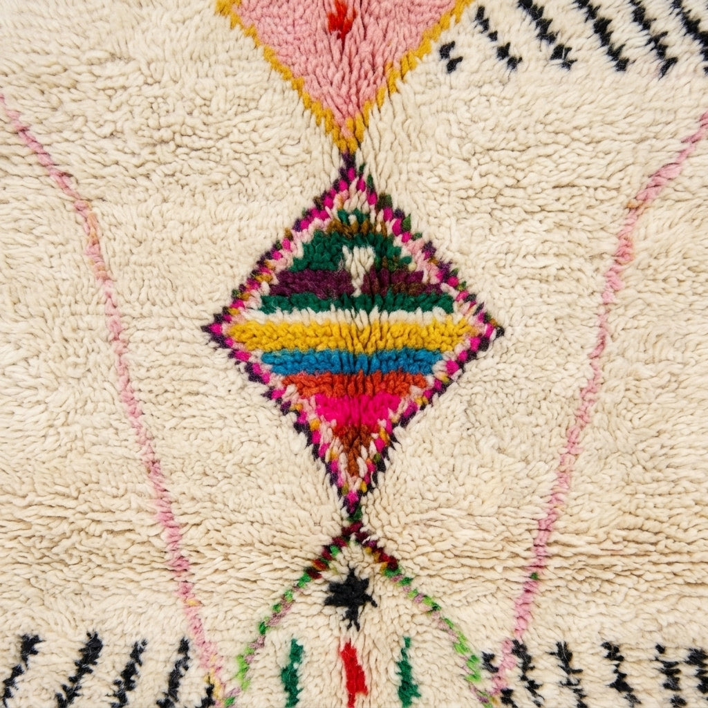 Rainbow Totem Azilal rug — wool pile texture close-up