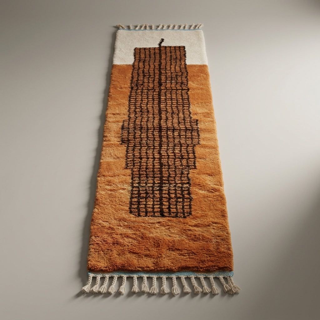 Rose Medina Moroccan Runner Rug - handwoven Berber wool detail