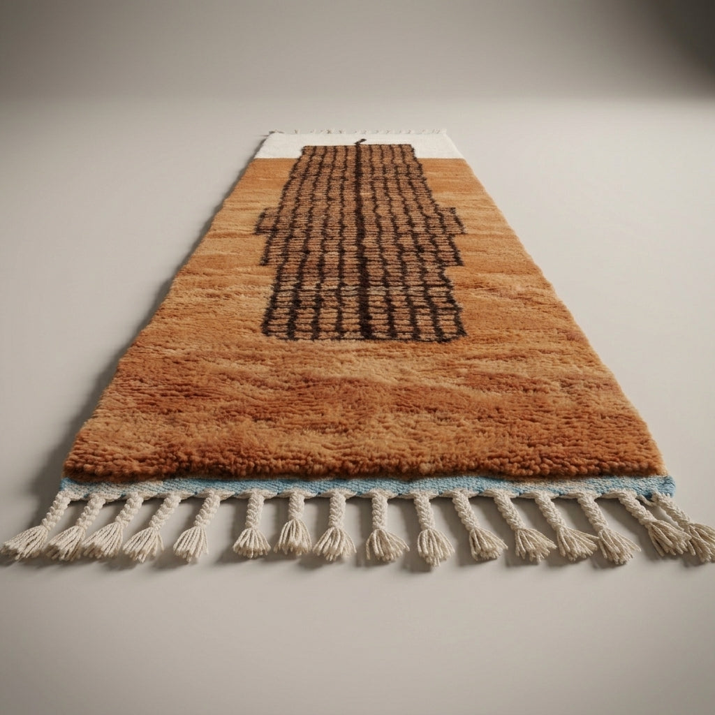 Rose Medina Moroccan Runner Rug - handwoven Berber wool detail