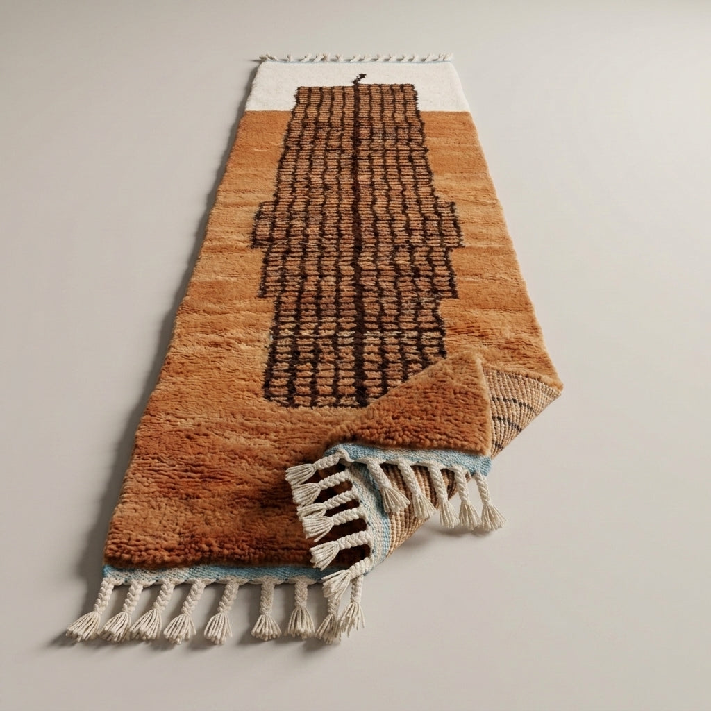Rose Medina Moroccan Runner Rug - handwoven Berber wool detail