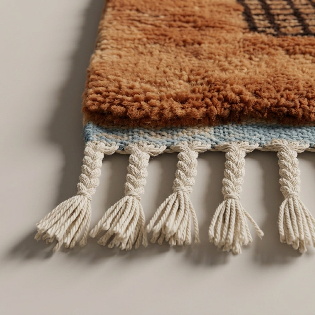 Rose Medina Moroccan Runner Rug - handwoven Berber wool detail