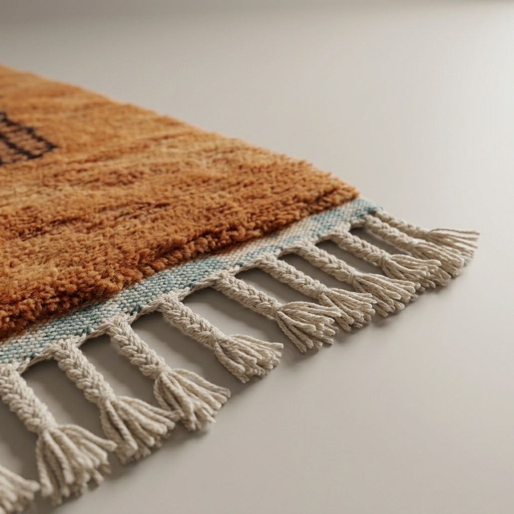 Rose Medina Moroccan Runner Rug - handwoven Berber wool detail