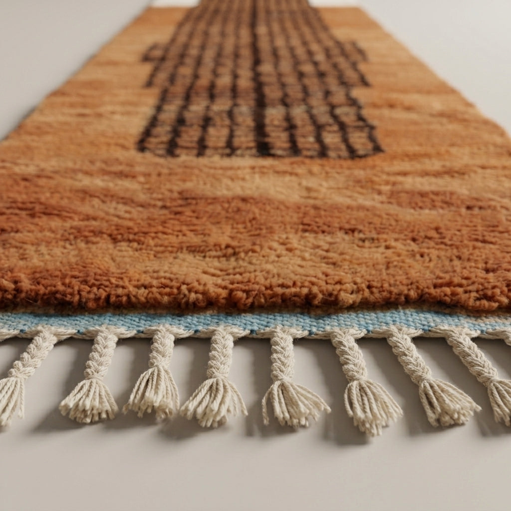 Rose Medina Moroccan Runner Rug - handwoven Berber wool detail
