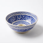 Royal Blue Medallion Moroccan ceramic sink - angled view of blue and white bowl