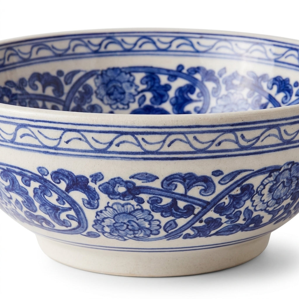 Royal Blue Medallion Moroccan ceramic sink - top view of medallion interior