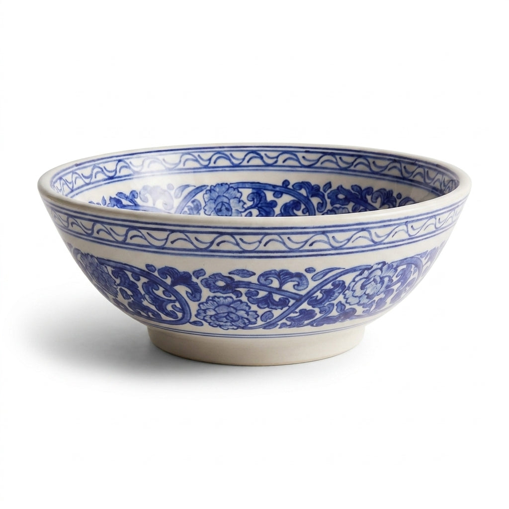 Royal Blue Medallion Moroccan ceramic sink - detail of floral medallions