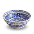 Royal Blue Medallion Moroccan ceramic sink - close-up of lace ring around brass drain