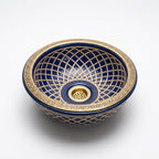 Royal Shebka Gold Moroccan ceramic sink - detail of engraved brass rim
