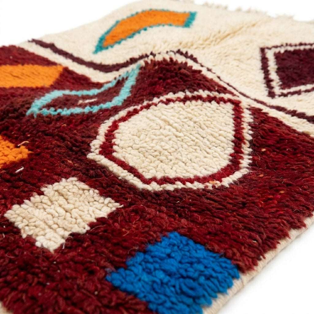 Ruby Horizon Azilal rug — wool pile texture close-up