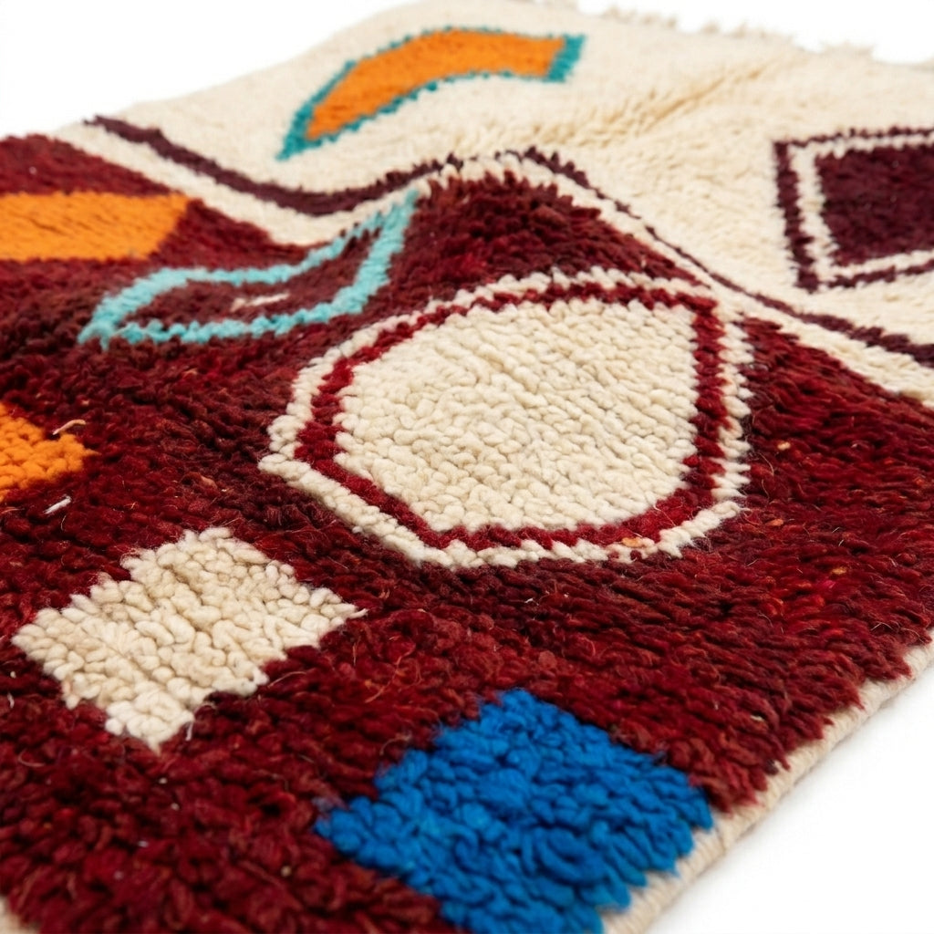 Ruby Horizon Azilal rug — wool pile texture close-up