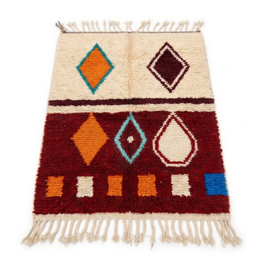 Ruby Horizon Azilal rug — angled studio view showing the full rug