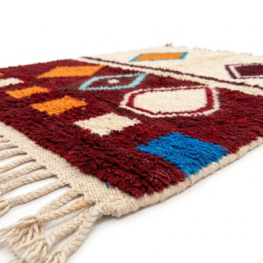 Ruby Horizon Azilal rug — angled studio view showing the full rug