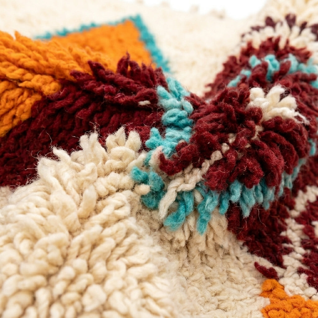 Ruby Horizon Azilal rug — wool pile texture close-up