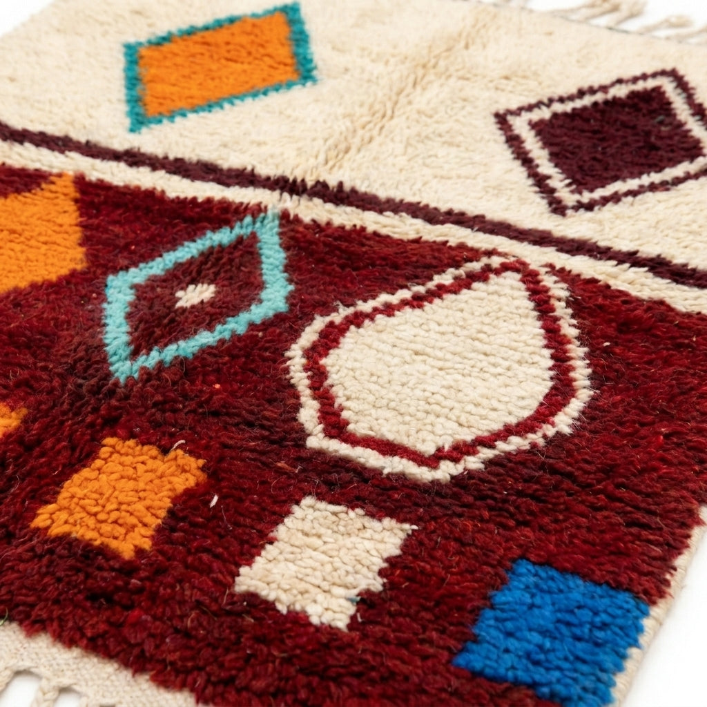 Ruby Horizon Azilal rug — wool pile texture close-up