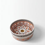 Saffron Arabesque Drum Moroccan ceramic sink - angled view of drum basin