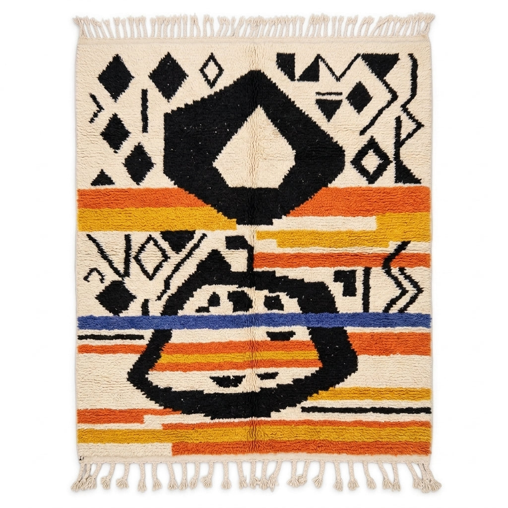 Saffron Jazz Azilal rug — full rug on white studio background