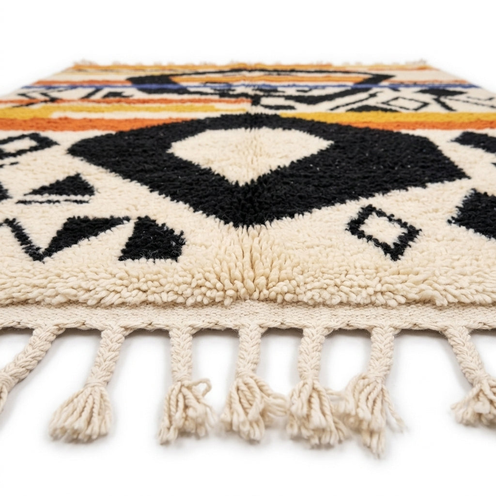 Saffron Jazz Azilal rug — angled studio view showing the full rug
