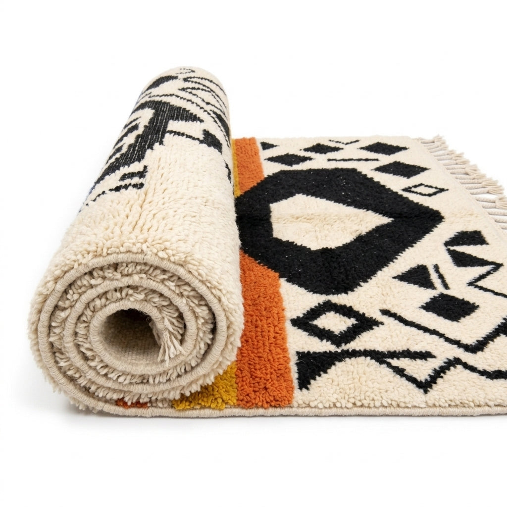 Saffron Jazz Azilal rug — wool pile texture close-up