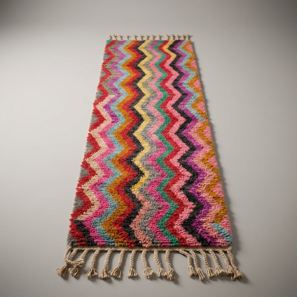 Saffron Trail Moroccan Runner Rug - handwoven Berber wool