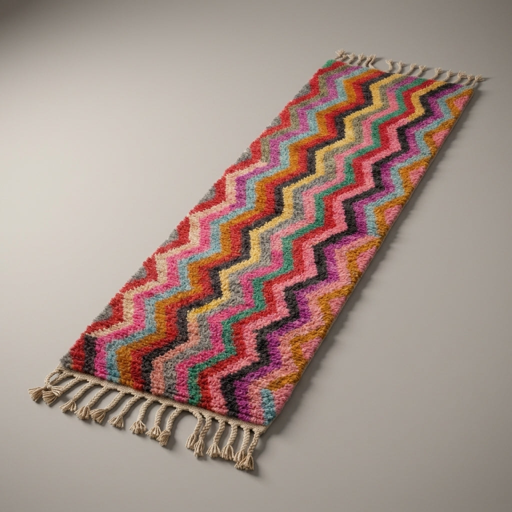 Saffron Trail Moroccan Runner Rug - handwoven Berber wool detail