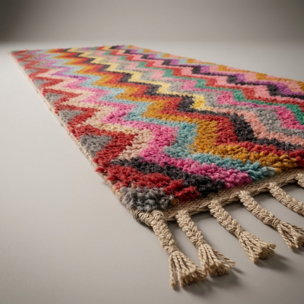 Saffron Trail Moroccan Runner Rug - handwoven Berber wool detail