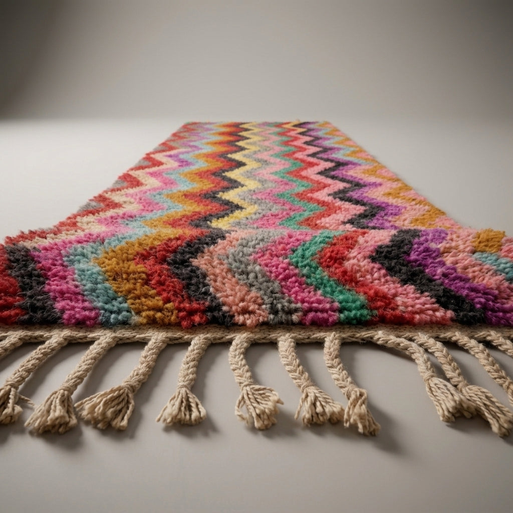 Saffron Trail Moroccan Runner Rug - handwoven Berber wool detail