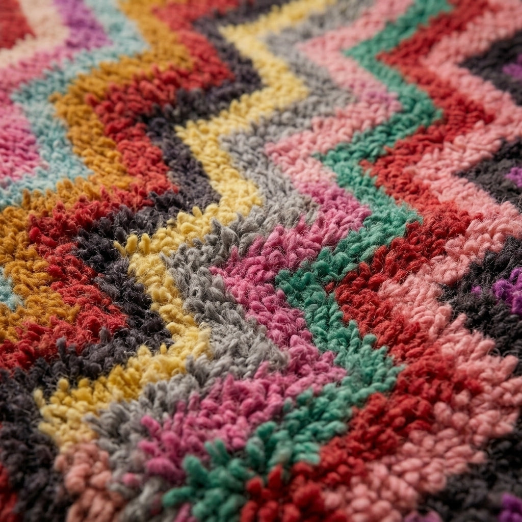 Saffron Trail Moroccan Runner Rug - handwoven Berber wool detail