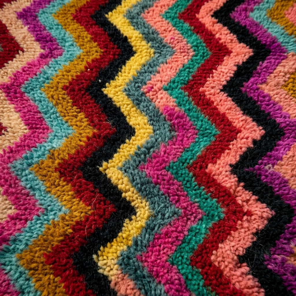 Saffron Trail Moroccan Runner Rug - handwoven Berber wool detail