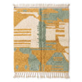 Sage & Ochre Mrirt rug, handwoven wool with muted ochre, sage green and cream tones, flat lay top view