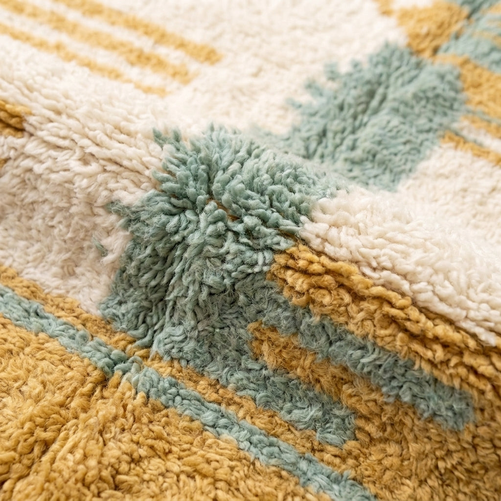 Sage & Ochre Mrirt rug — wool pile texture close-up