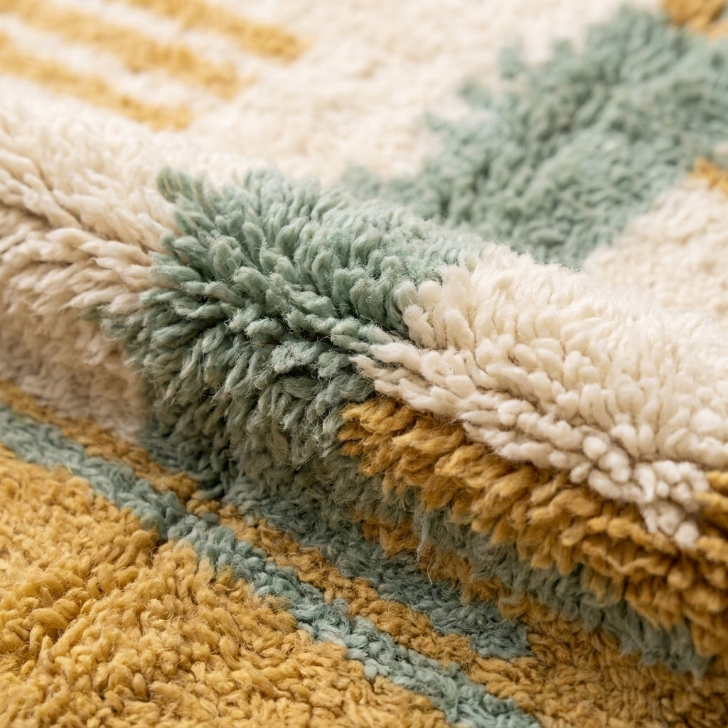 Sage & Ochre Mrirt rug — wool pile texture close-up