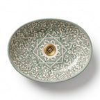 Sage Star Garden Moroccan ceramic sink - detail of star medallion and vine pattern