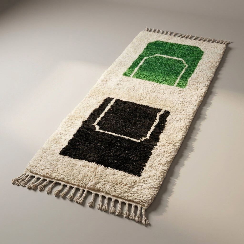 Sahara Stripe Moroccan Runner Rug - handwoven Berber wool detail