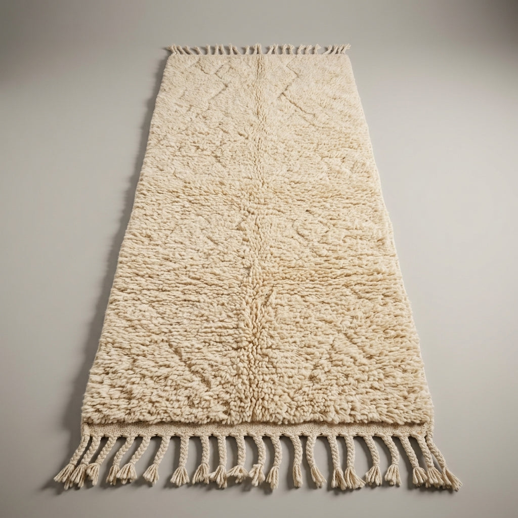 Sand Corridor Moroccan Runner Rug - handwoven Berber wool detail