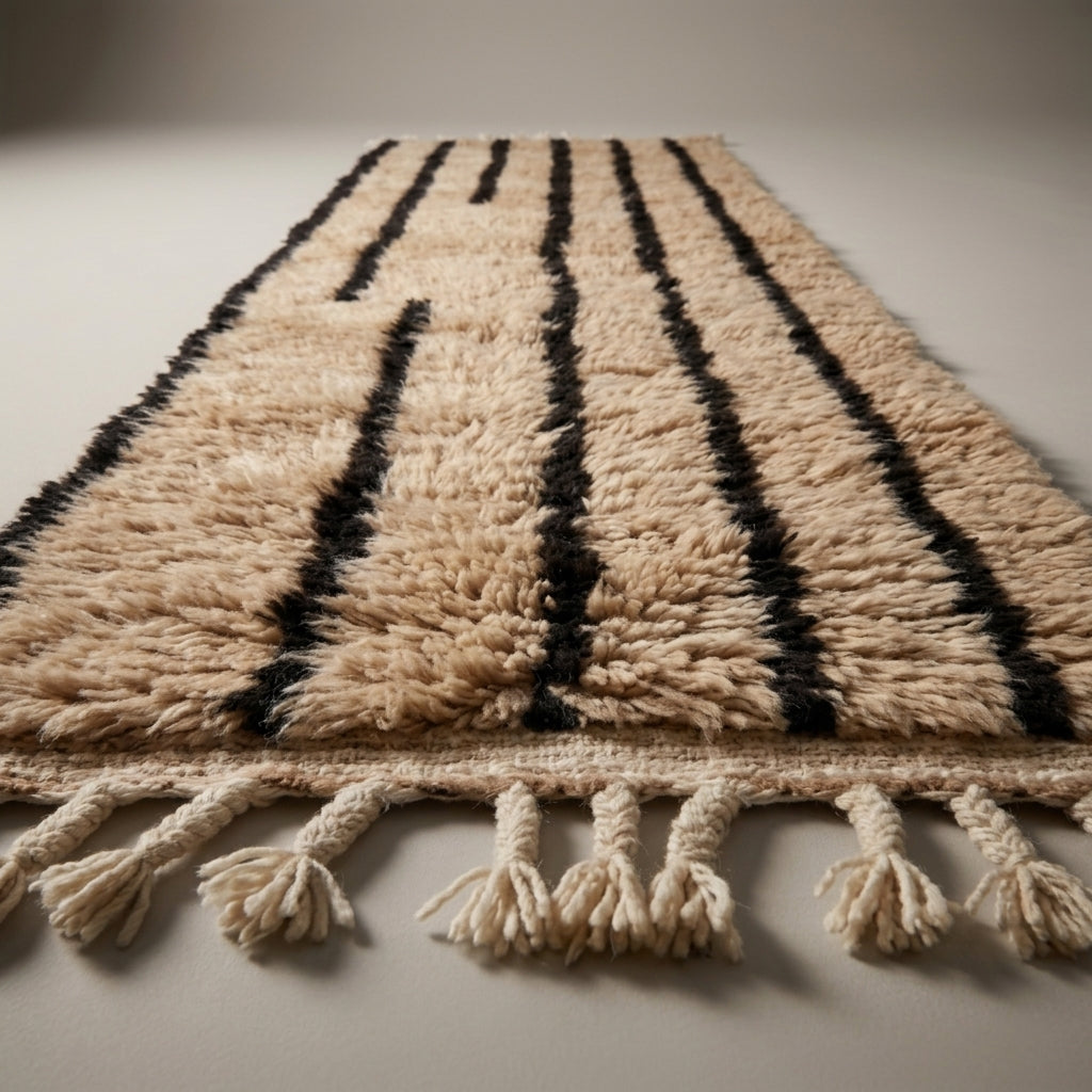 Slate Passage Moroccan Runner Rug - handwoven Berber wool detail