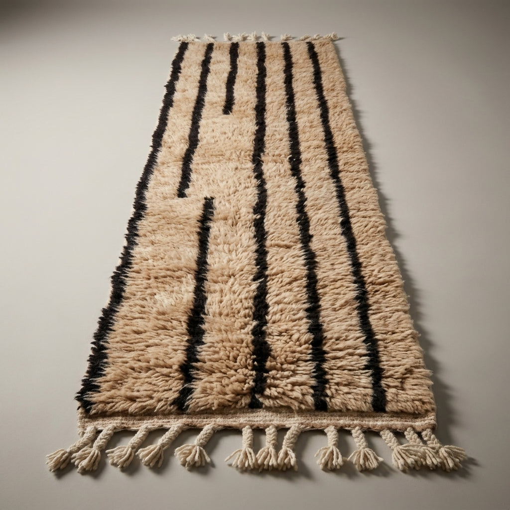 Slate Passage Moroccan Runner Rug - handwoven Berber wool detail