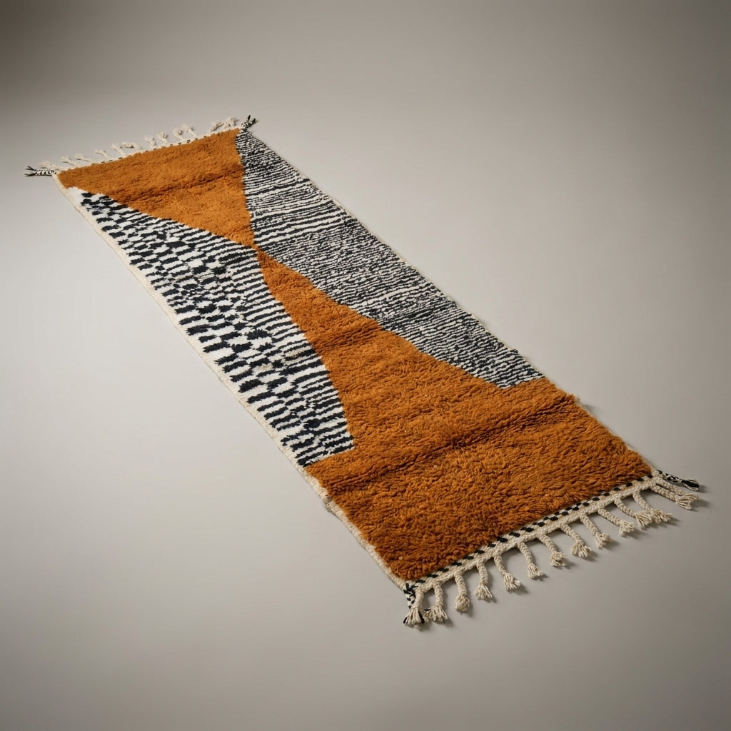Souk Stripe Moroccan Runner Rug - handwoven Berber wool detail