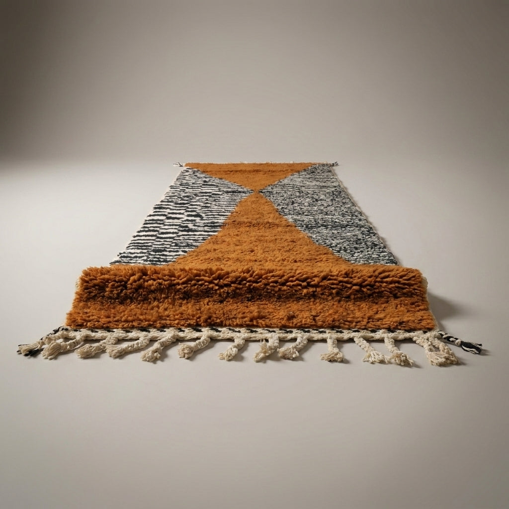 Souk Stripe Moroccan Runner Rug - handwoven Berber wool detail