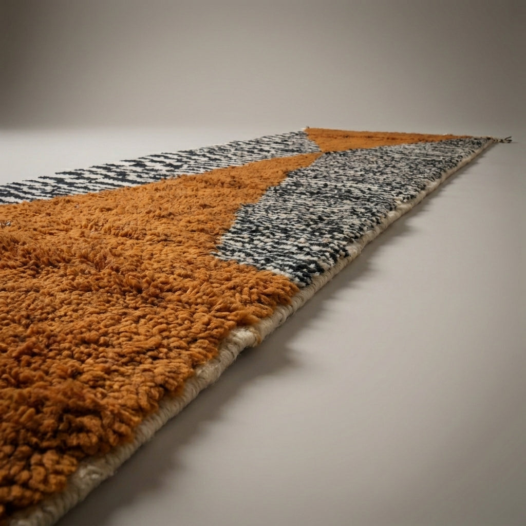 Souk Stripe Moroccan Runner Rug - handwoven Berber wool detail