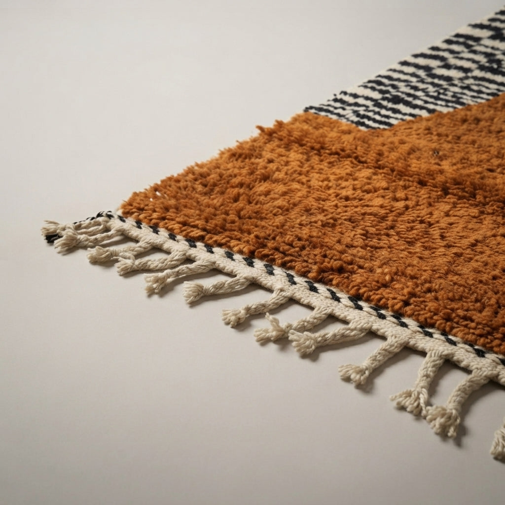 Souk Stripe Moroccan Runner Rug - handwoven Berber wool detail
