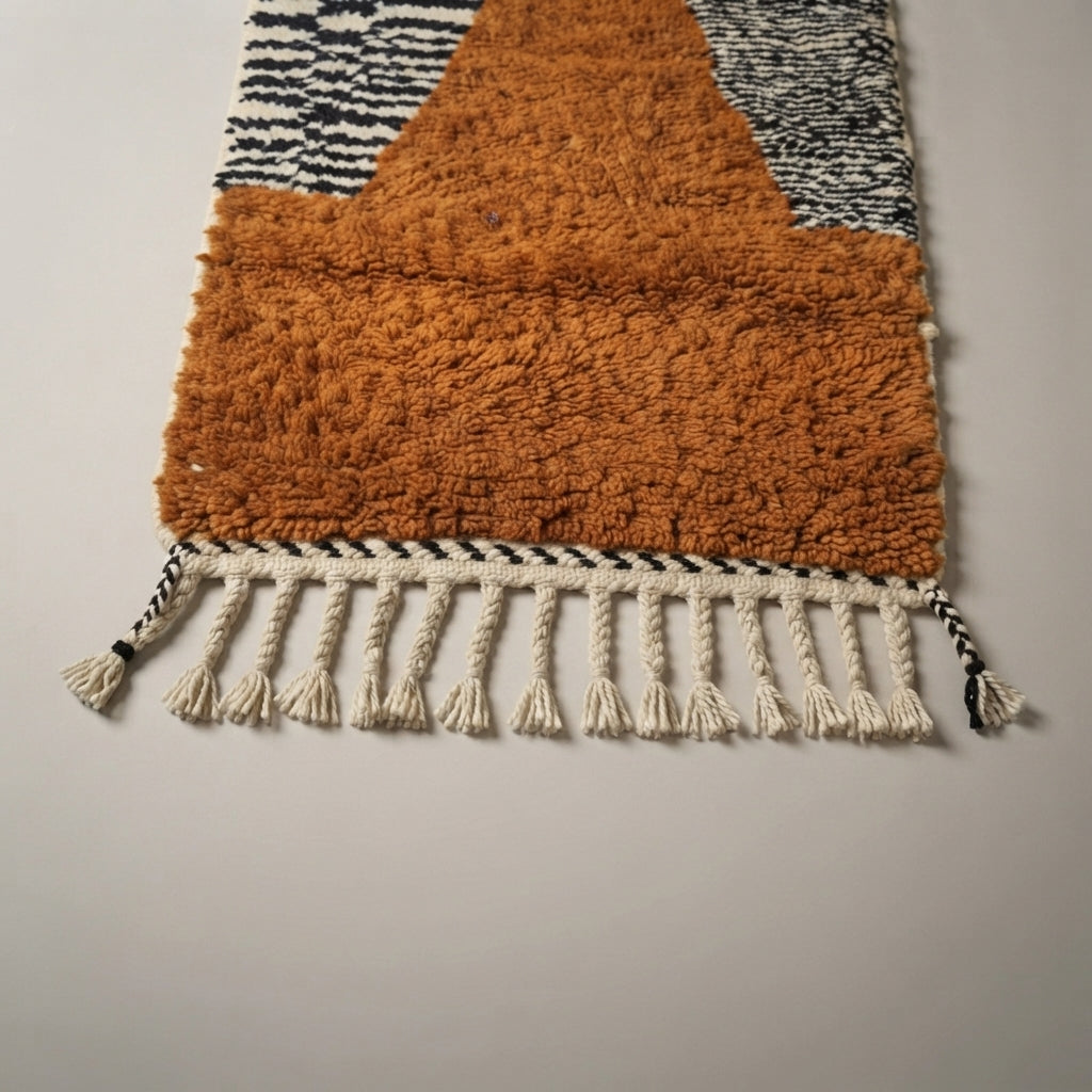 Souk Stripe Moroccan Runner Rug - handwoven Berber wool detail