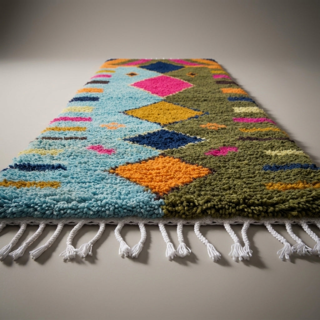 Spice Trail Moroccan Runner Rug - handwoven Berber wool detail