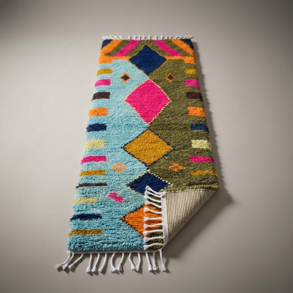 Spice Trail Moroccan Runner Rug - handwoven Berber wool detail