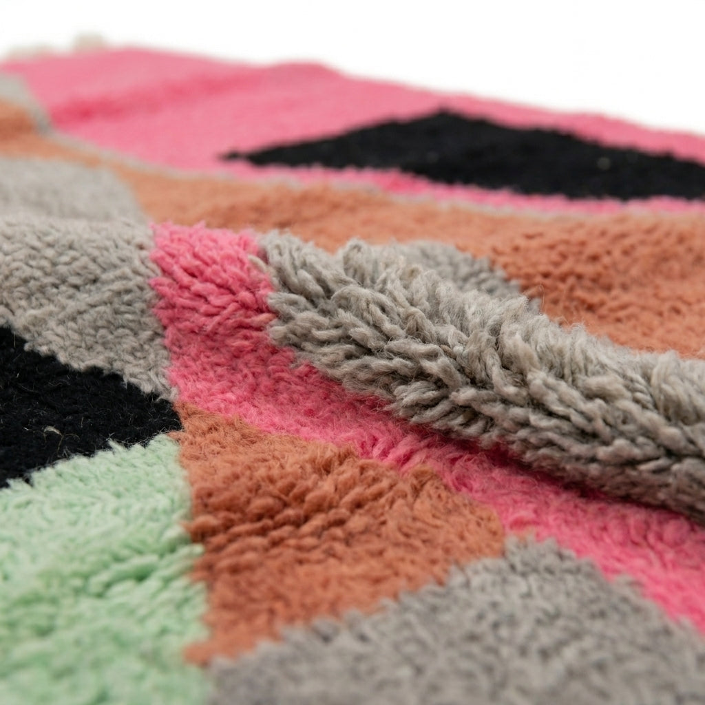 Sunset Mosaic Boujaad rug — wool pile texture close-up